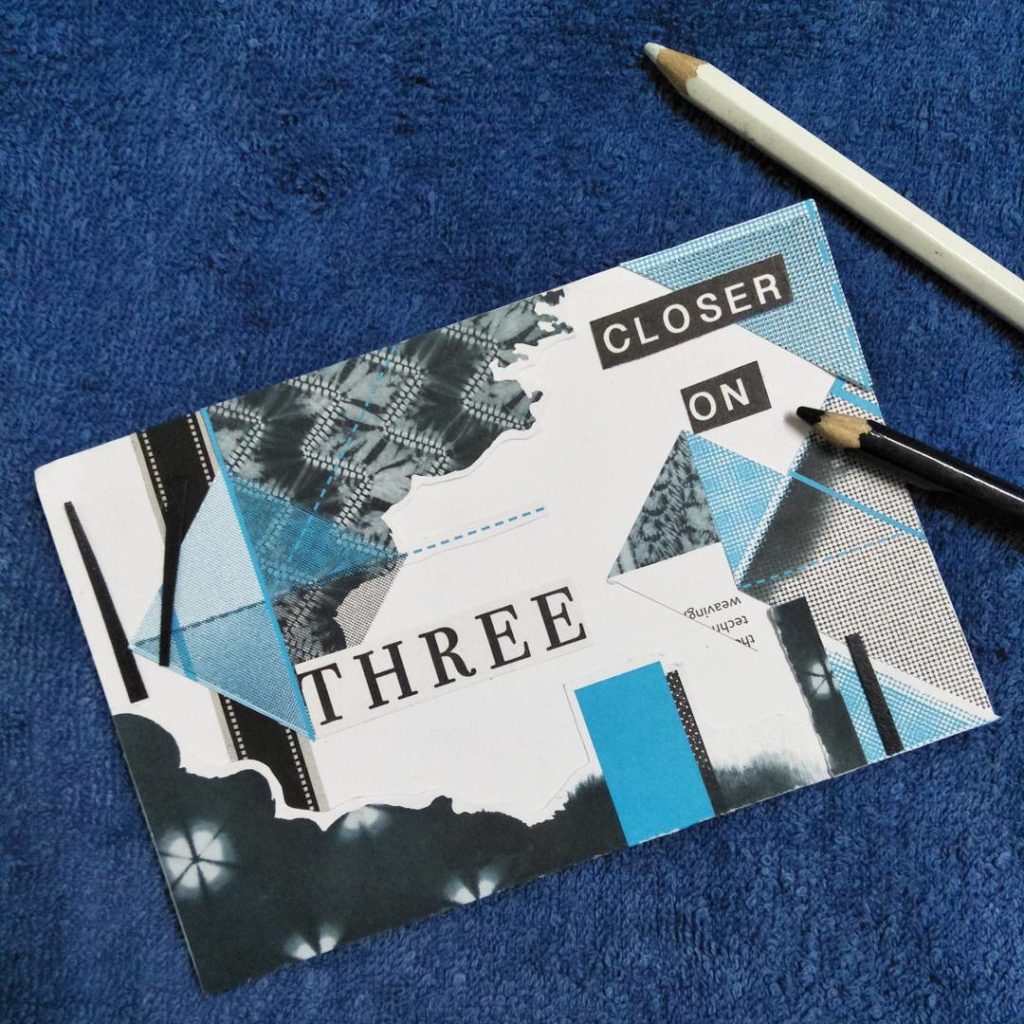 Upcycled collage art: Closer on three | Wenlin Tan