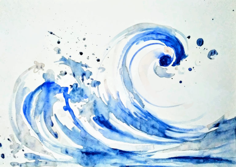 The Droplet, A Watercolour Painting Of A Droplet Rising Above An Ocean Wave, Came To Me Through The Process Of Allowing